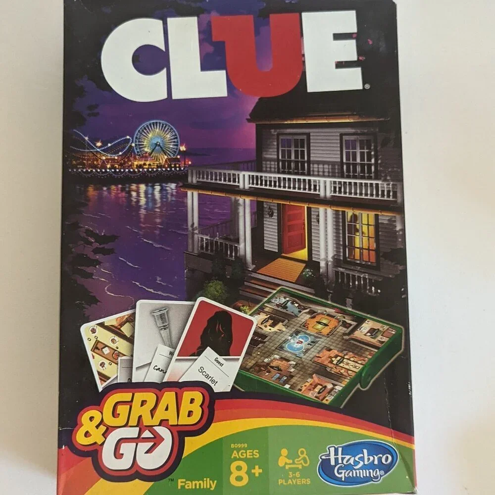 NWT Clue Grab & Go Compact Mobile Retro Board Game Mystery Hasbro Christmas Gift